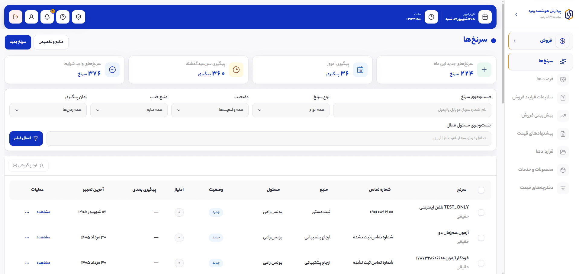 مدیریت سرنخ‌ها در رسازوم CRM